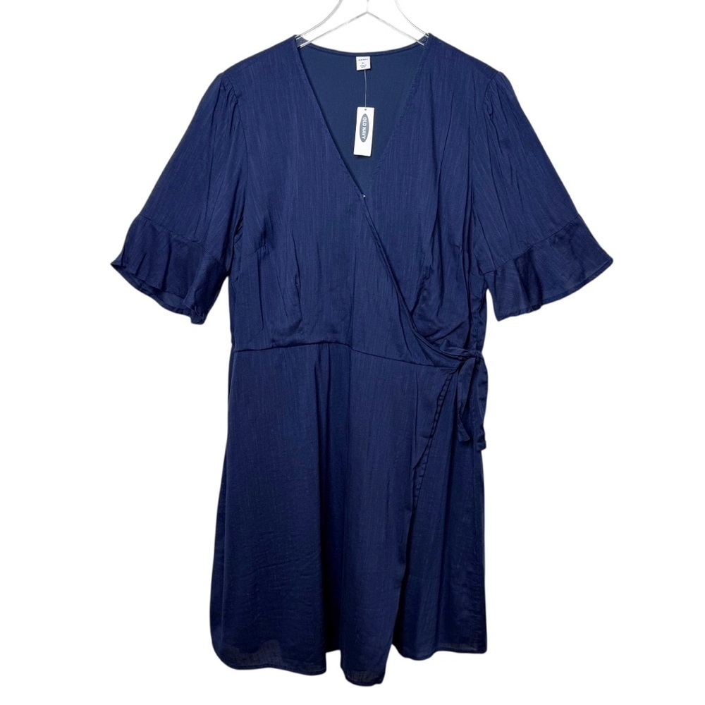 NEW Old Navy Navy Short Sleeve Ahoy Wrap Front Women’s Cotton Dress Sz XL